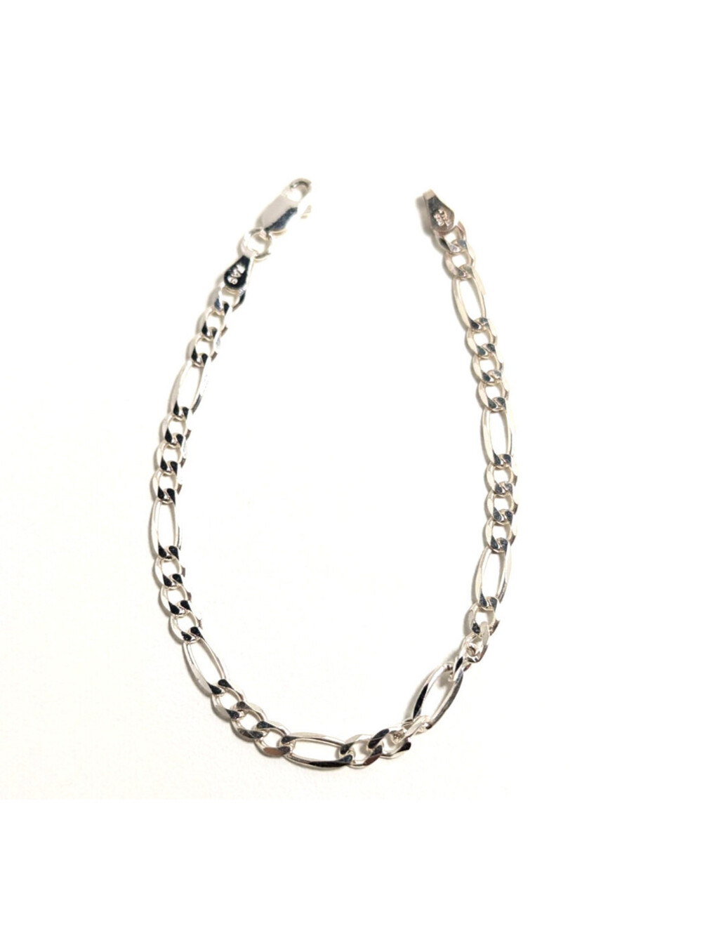 Casual Sterling Silver 925 Italy Figaro Lobster Claw Clasp Link Bracelet 19cm